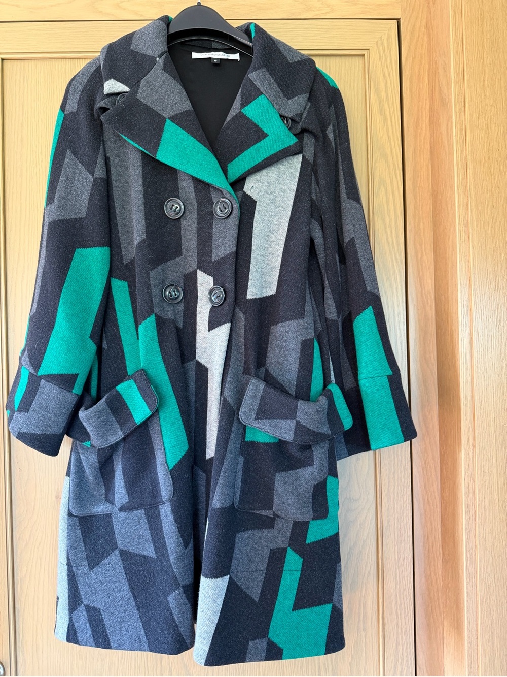 Vintage Diane Von Furstenberg Wool with Silk Lining Geometric Swing Coat / 6